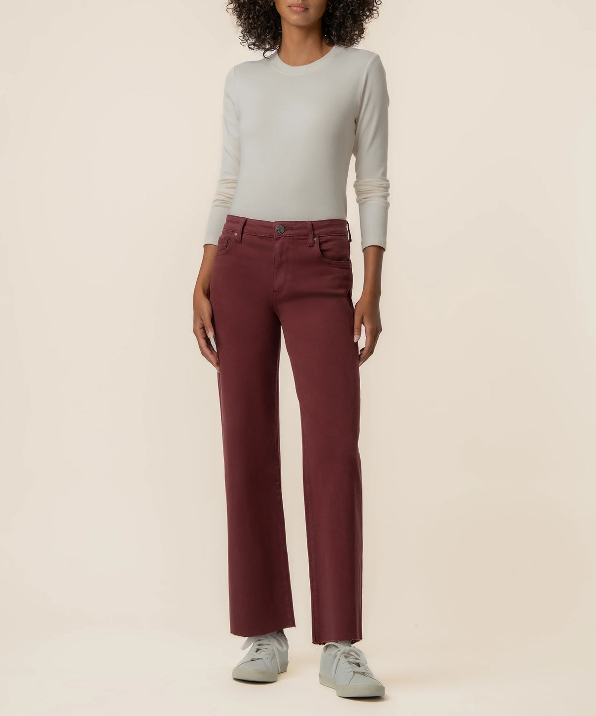Charlotte High Rise Wide Leg In Claret