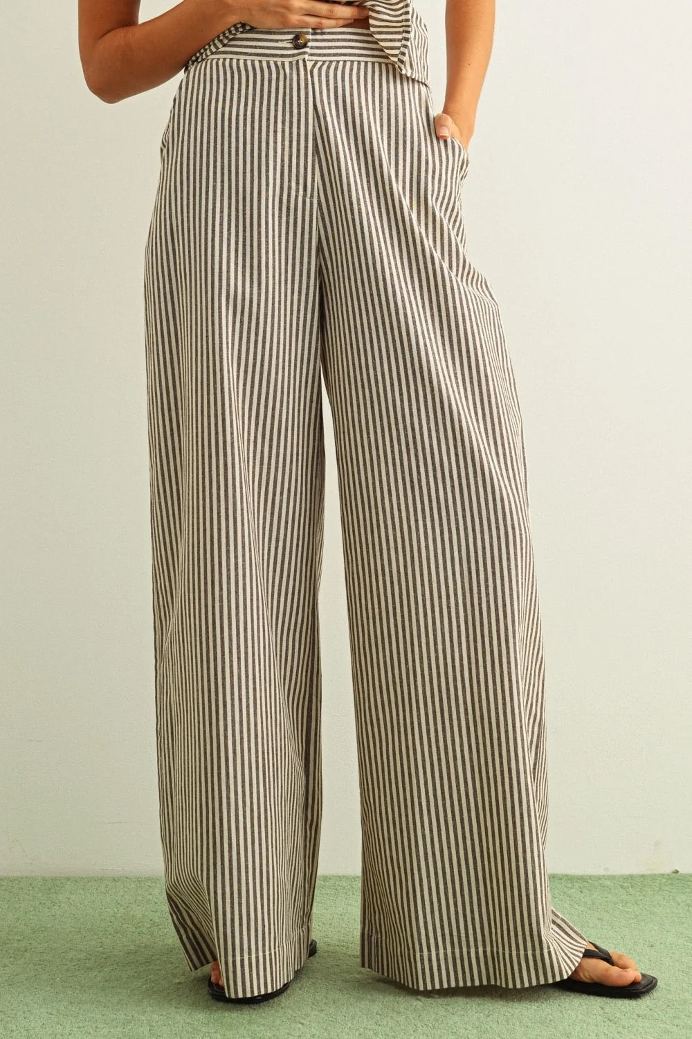 Striped Pattern Wide Leg Trouser