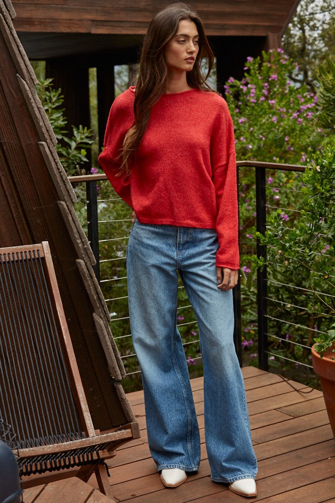 Rolled Neck Pullover Sweater