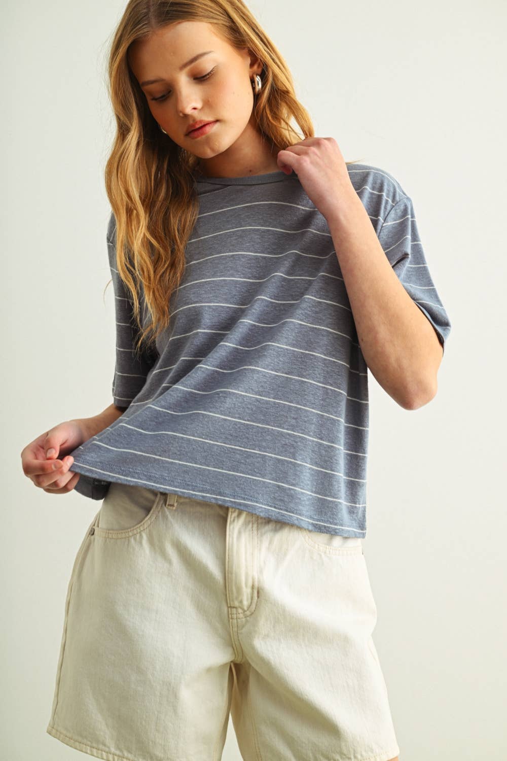 Stripe Cotton Linen Top