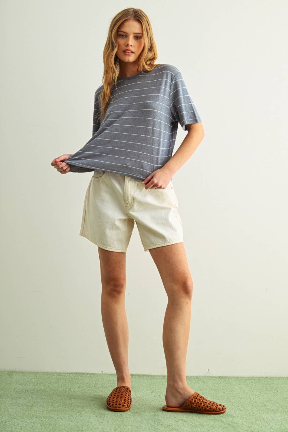Stripe Cotton Linen Top