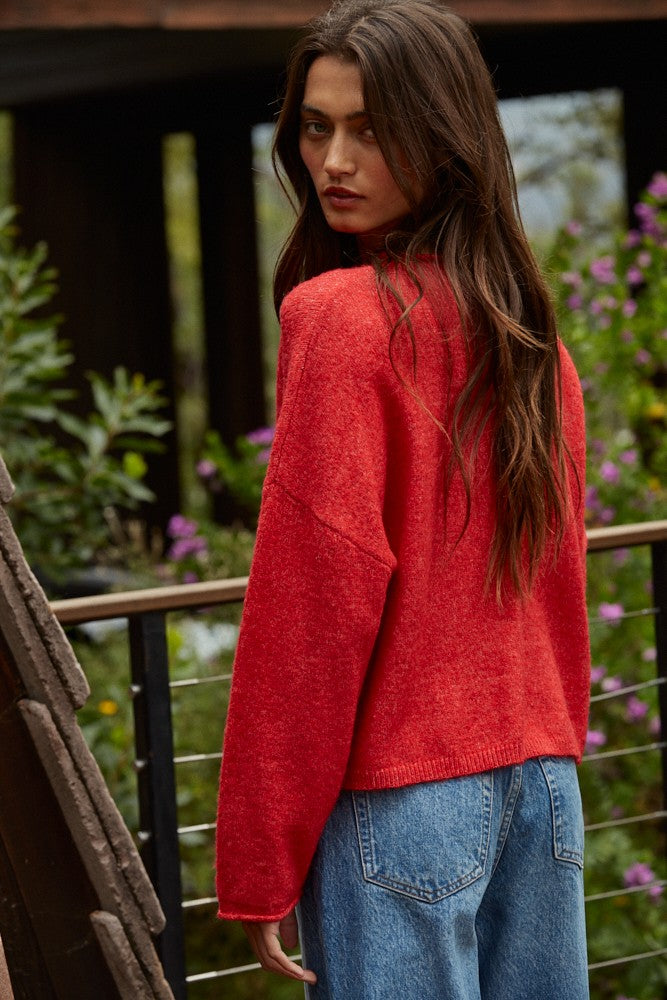 Rolled Neck Pullover Sweater