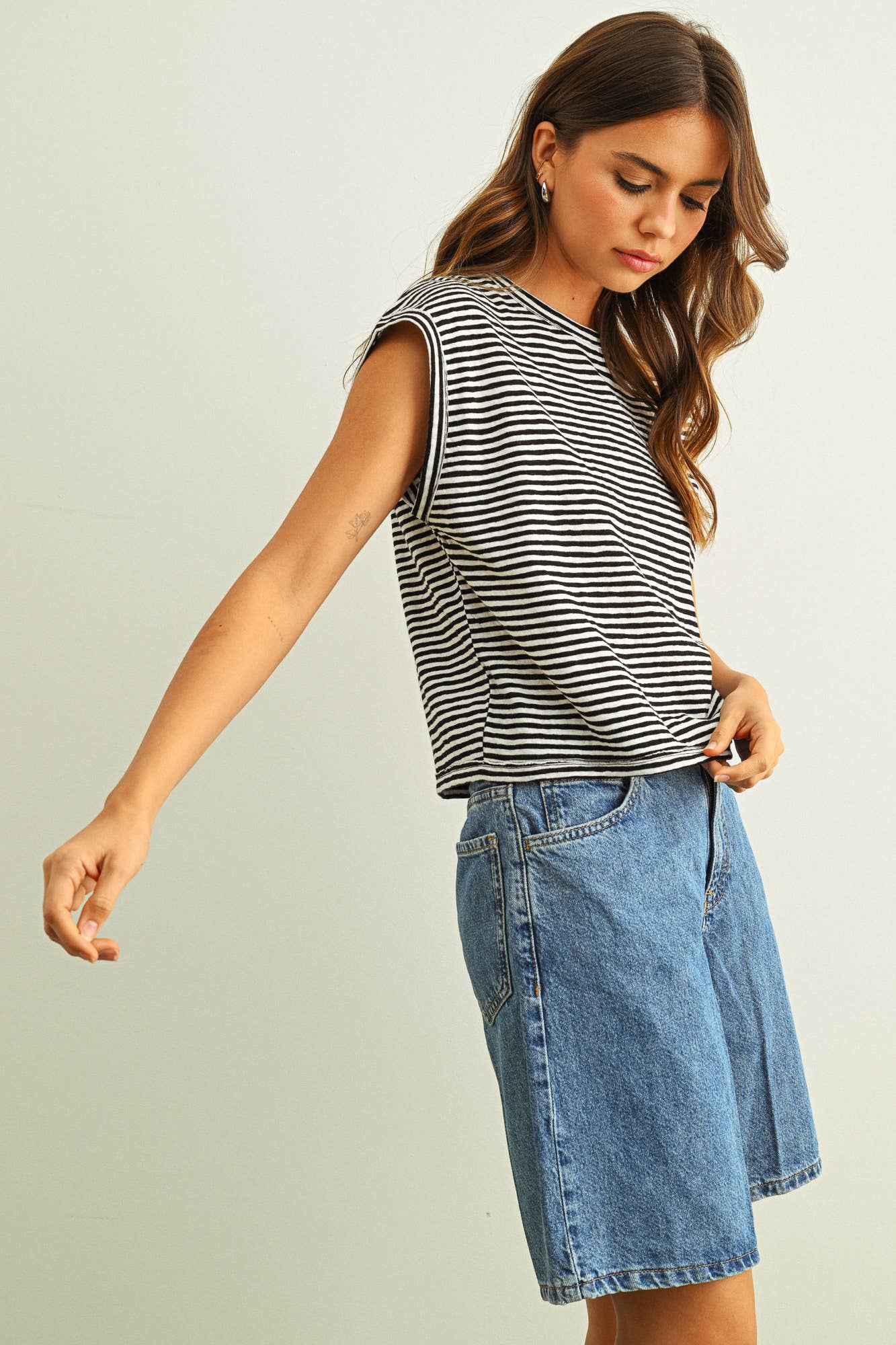 STRIPE PATTERN SLUB TOP