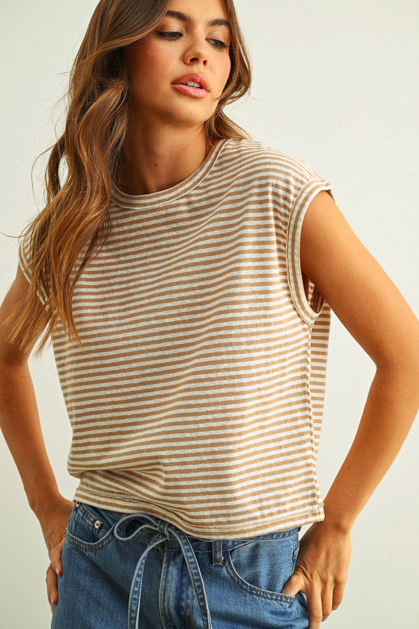 STRIPE PATTERN SLUB TOP