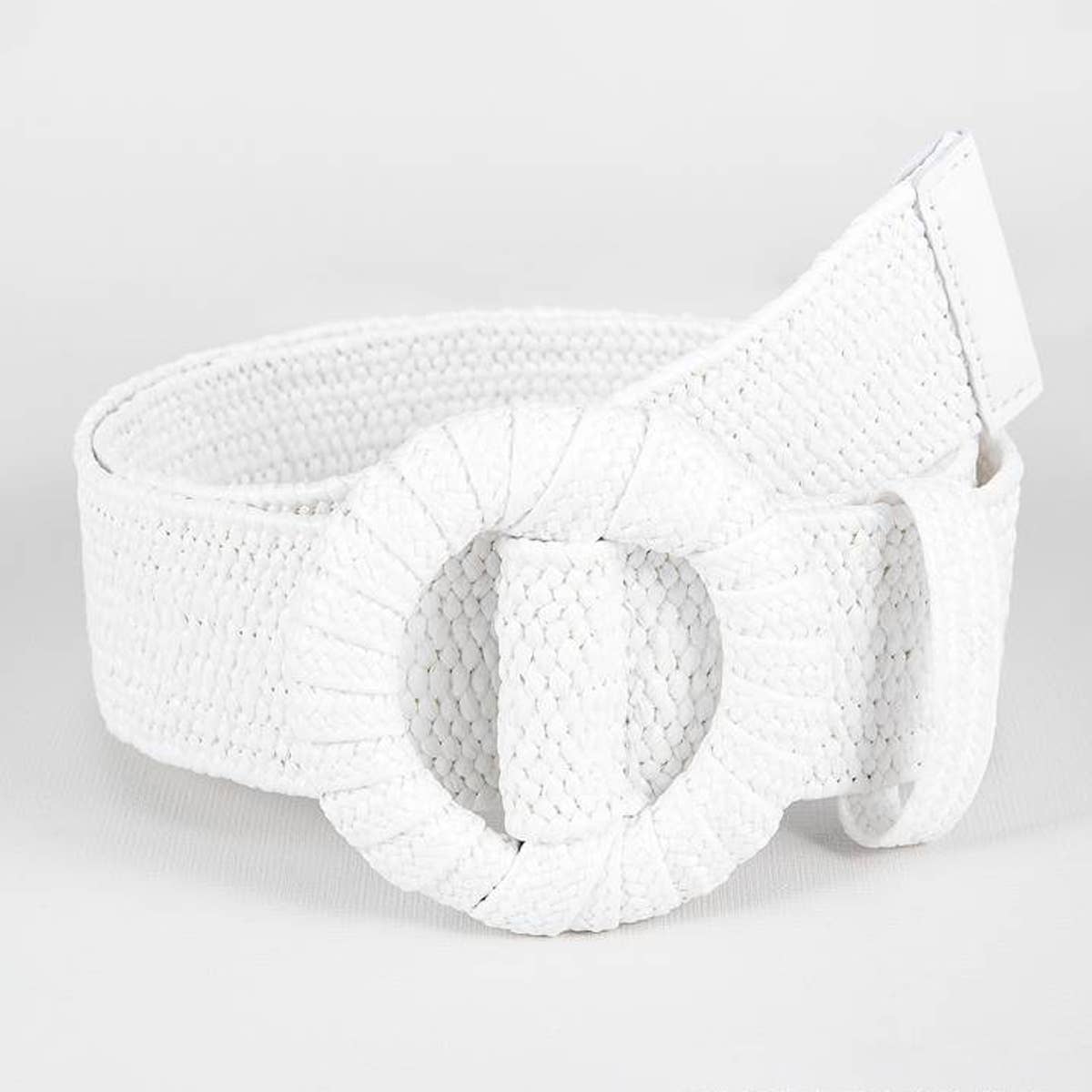 ELASTIC ROUND BUCKLE STRAW BELT