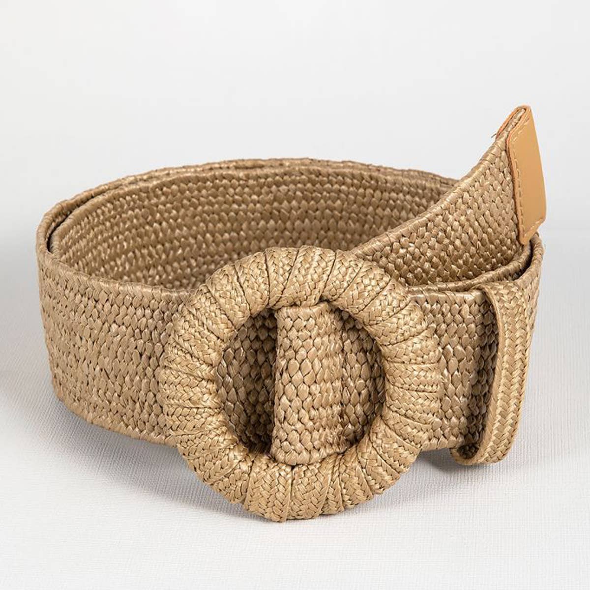 ELASTIC ROUND BUCKLE STRAW BELT