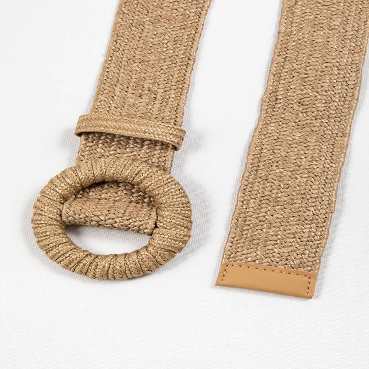 ELASTIC ROUND BUCKLE STRAW BELT