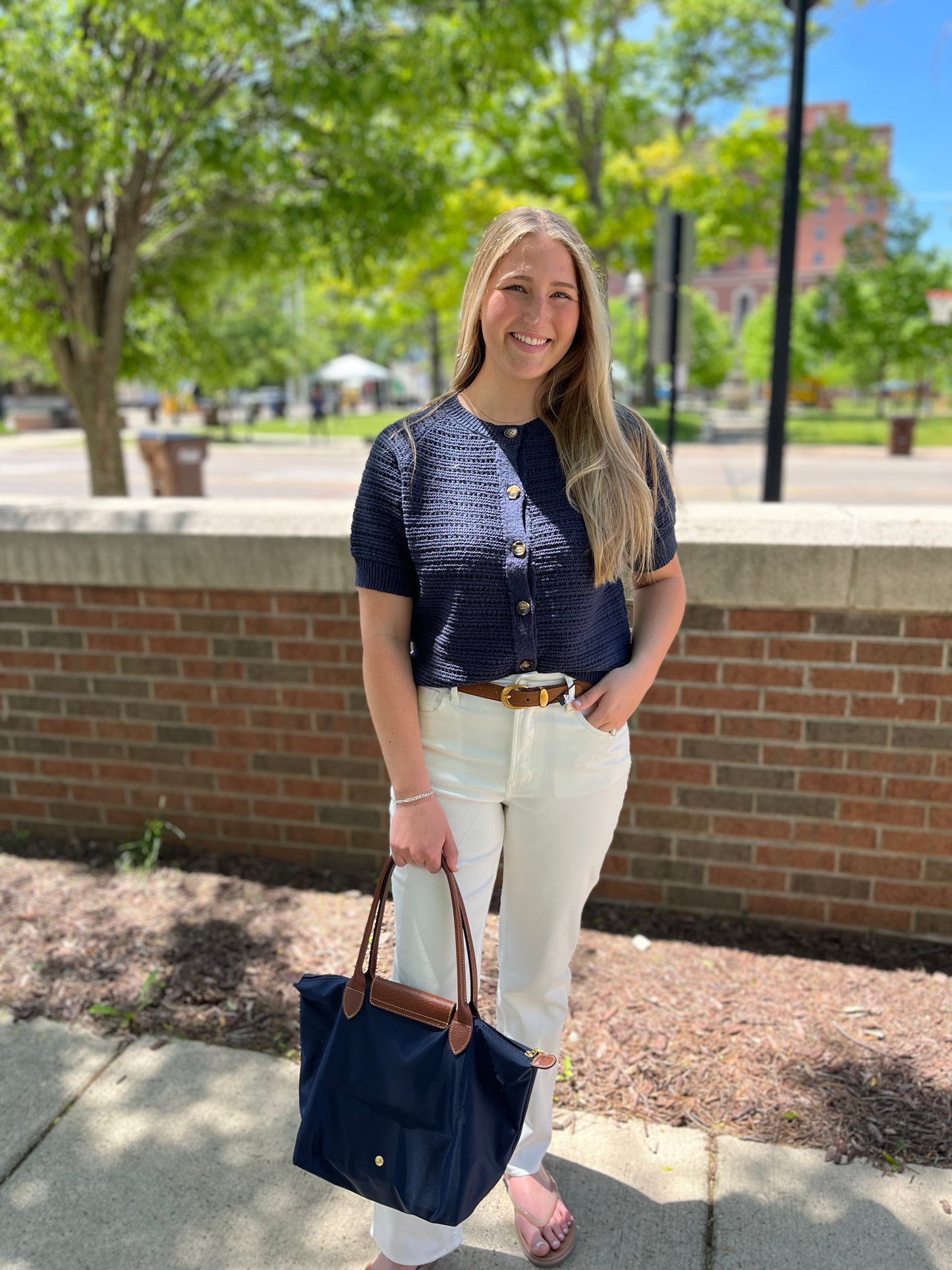 Navy Short Sleeve Cardigan