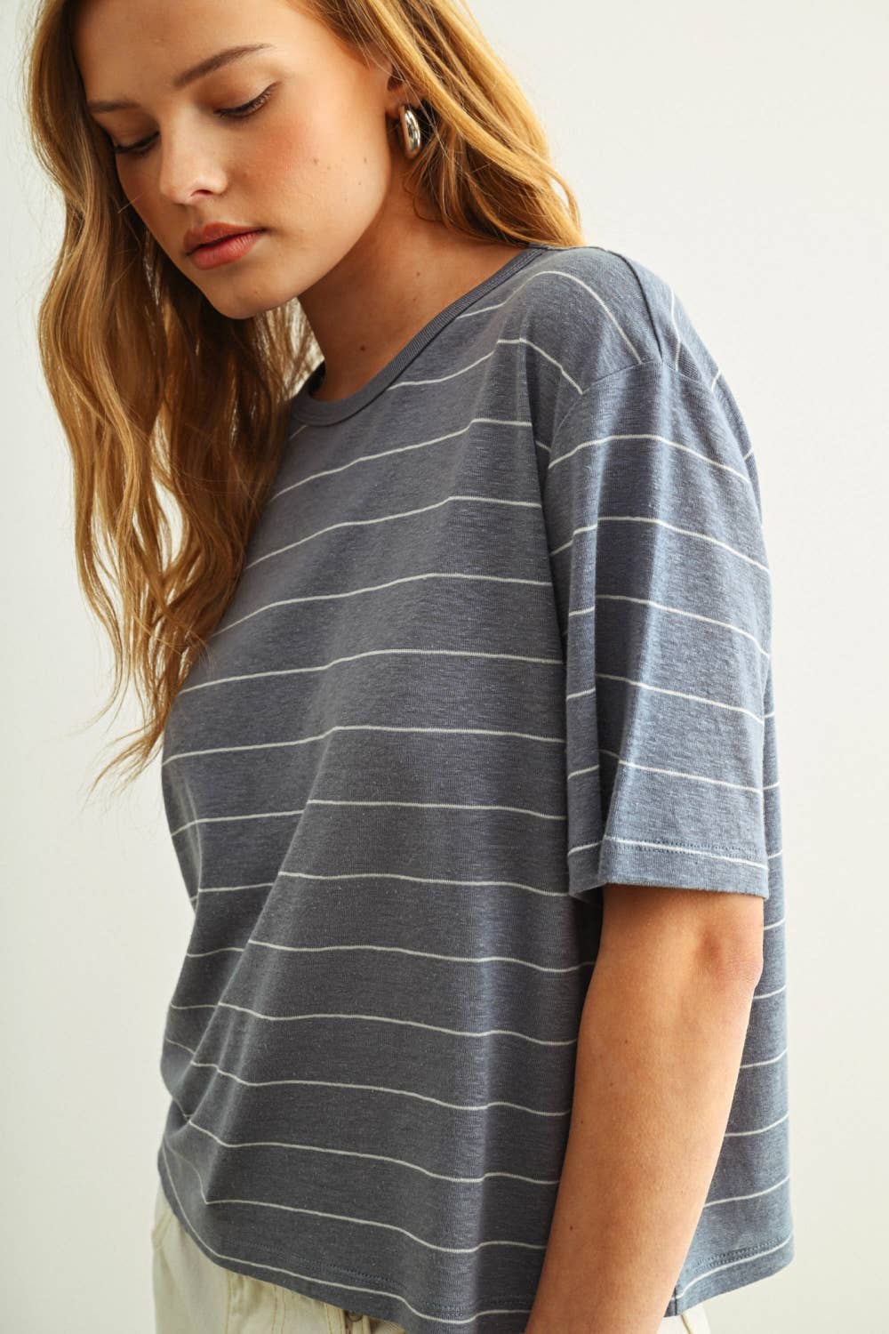 Stripe Cotton Linen Top