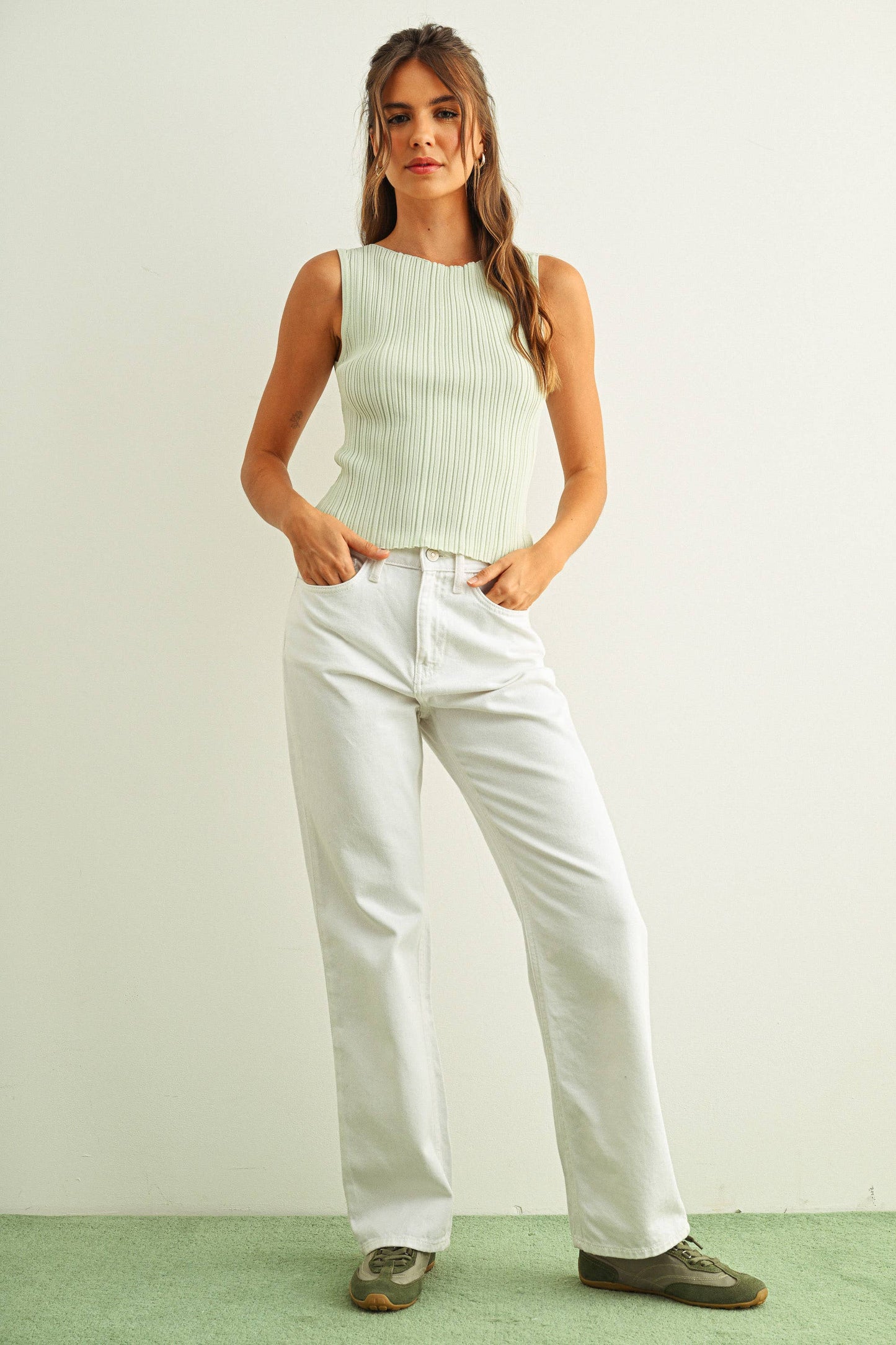 VISCOSE RIBBED KNITTED TOP