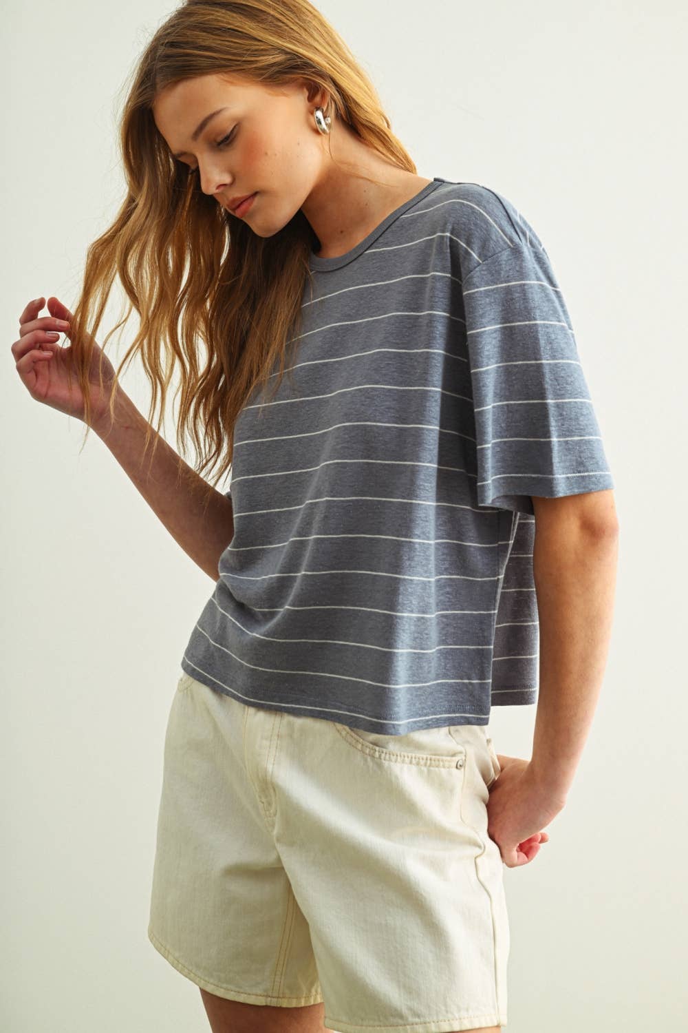 Stripe Cotton Linen Top