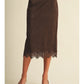 Scallop-Trim Microsuede Skirt