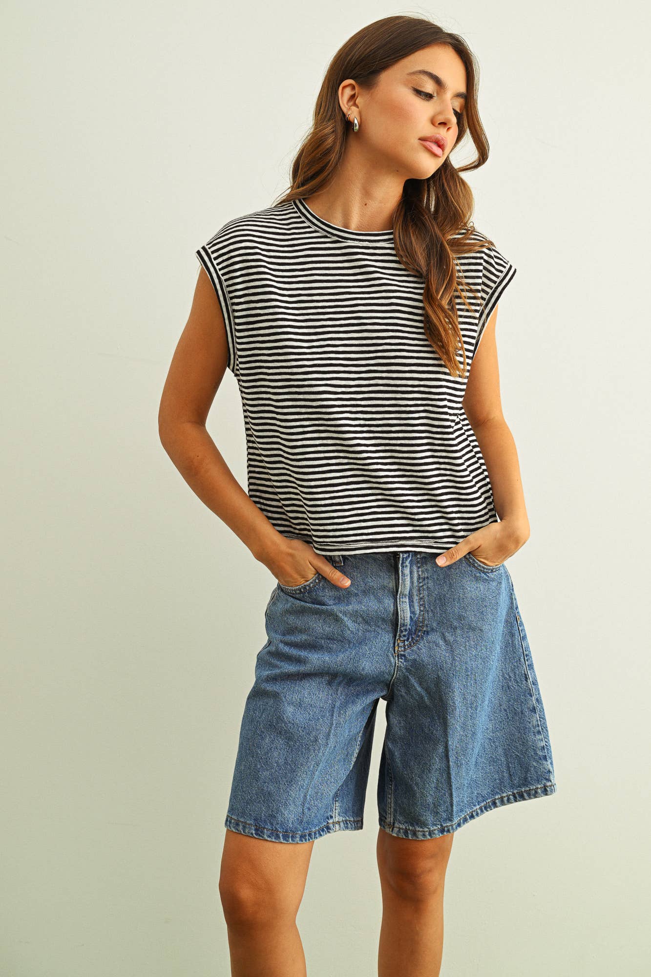 STRIPE PATTERN SLUB TOP