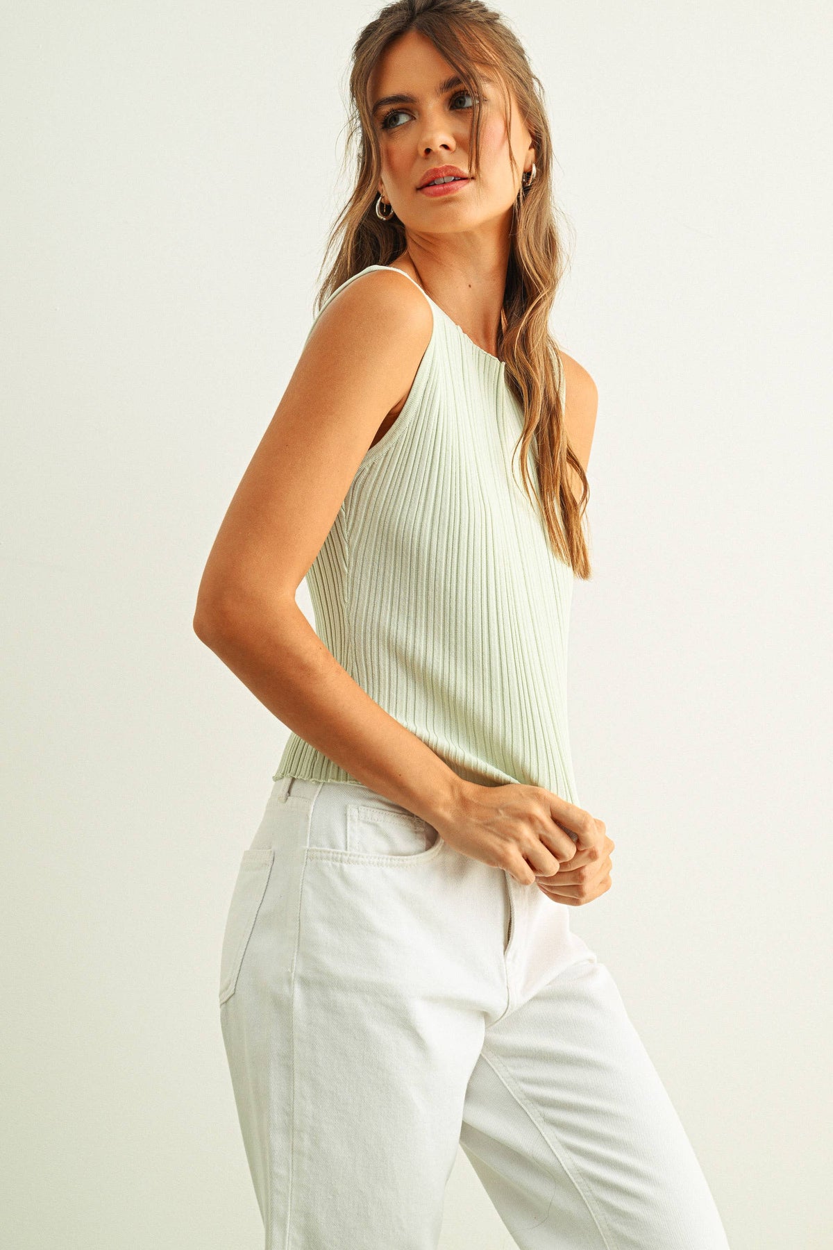 VISCOSE RIBBED KNITTED TOP
