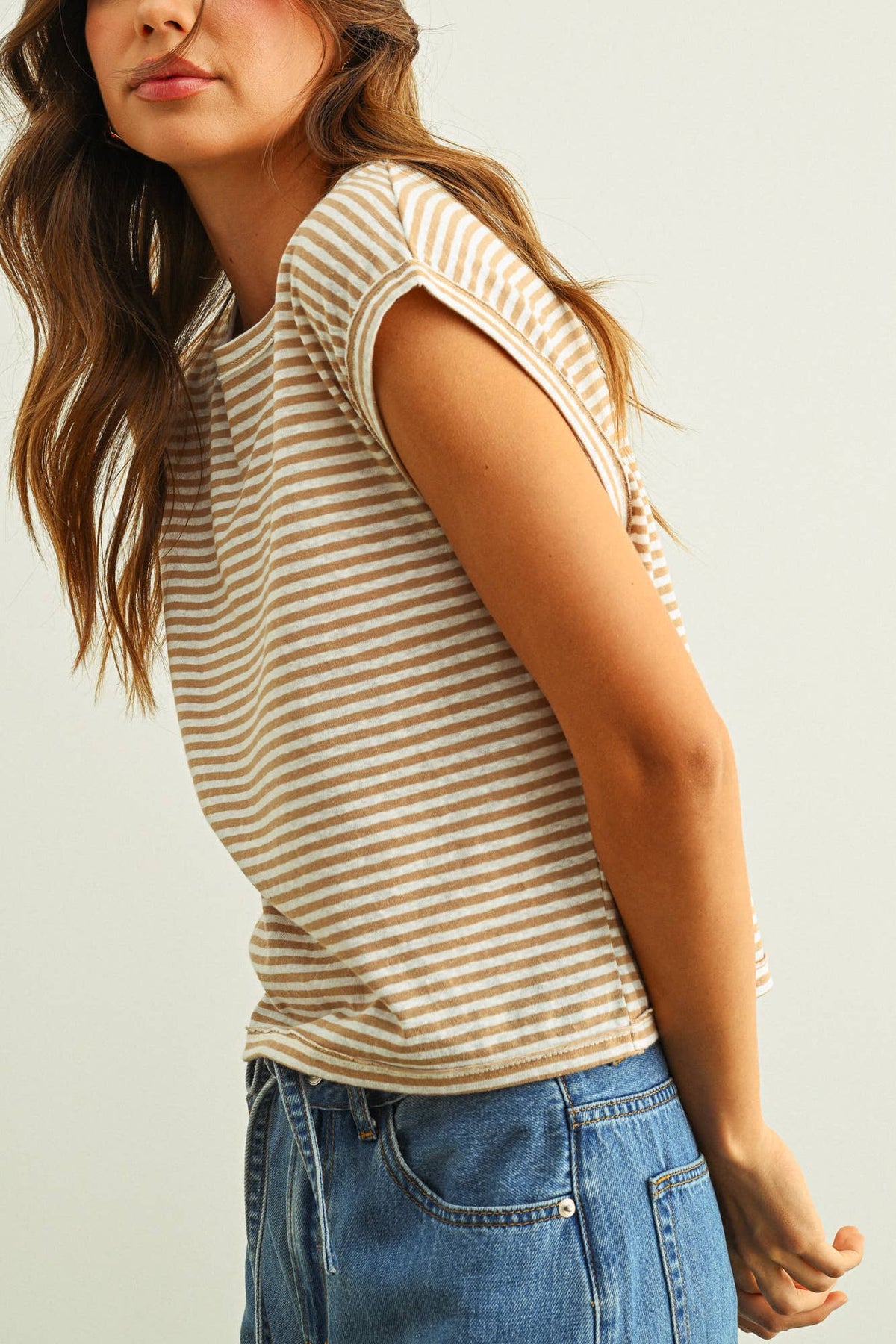STRIPE PATTERN SLUB TOP