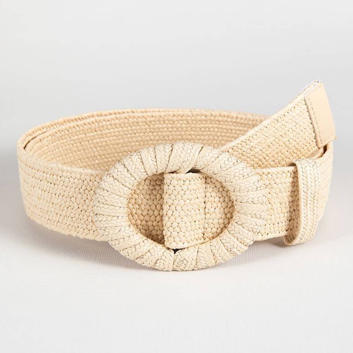 ELASTIC ROUND BUCKLE STRAW BELT
