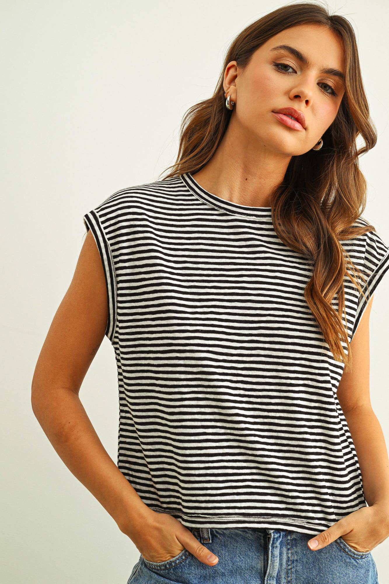 STRIPE PATTERN SLUB TOP