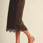 Scallop-Trim Microsuede Skirt
