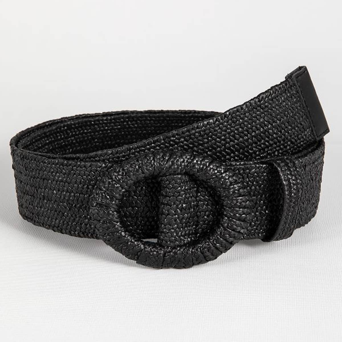 ELASTIC ROUND BUCKLE STRAW BELT