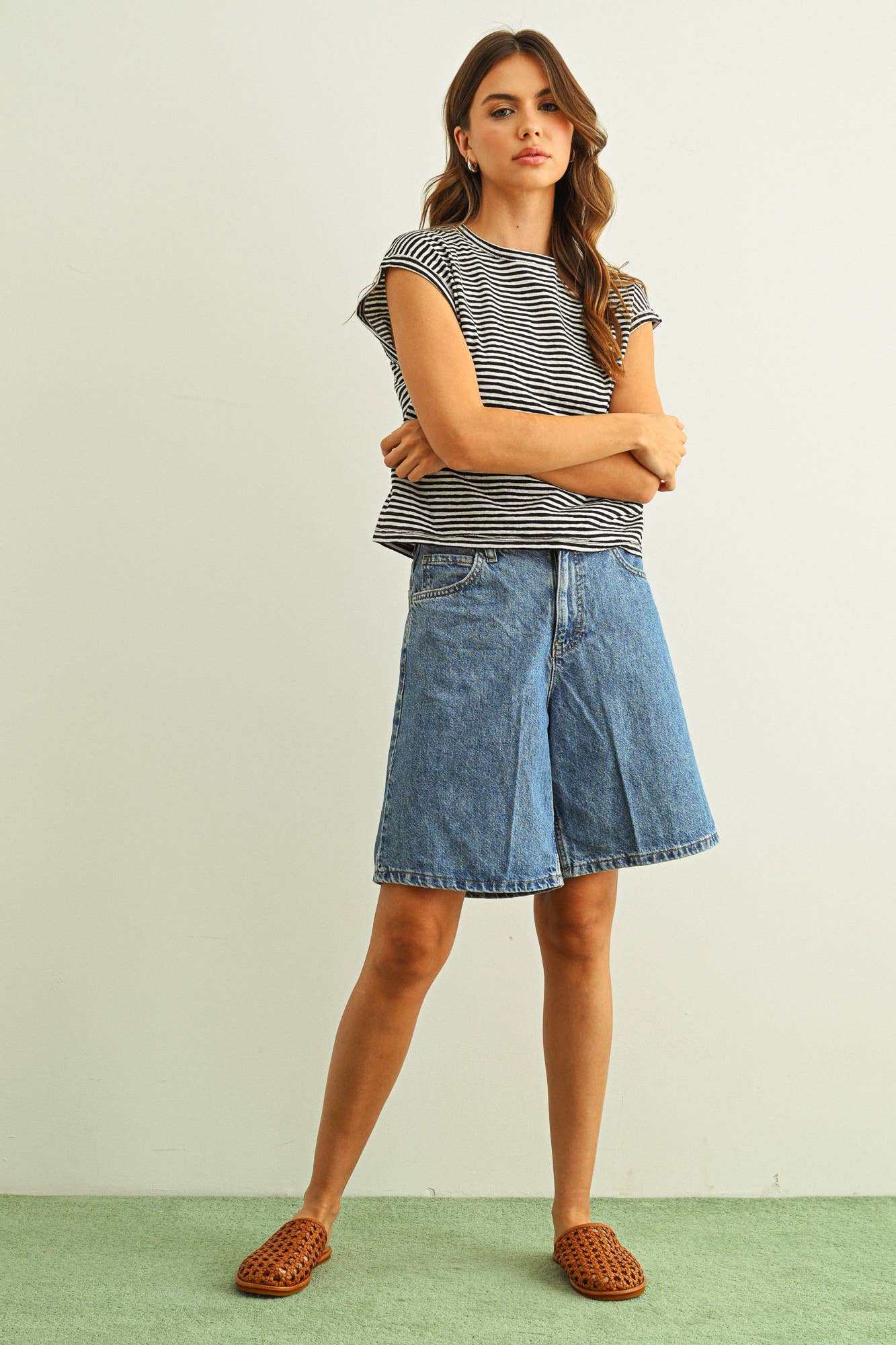 STRIPE PATTERN SLUB TOP