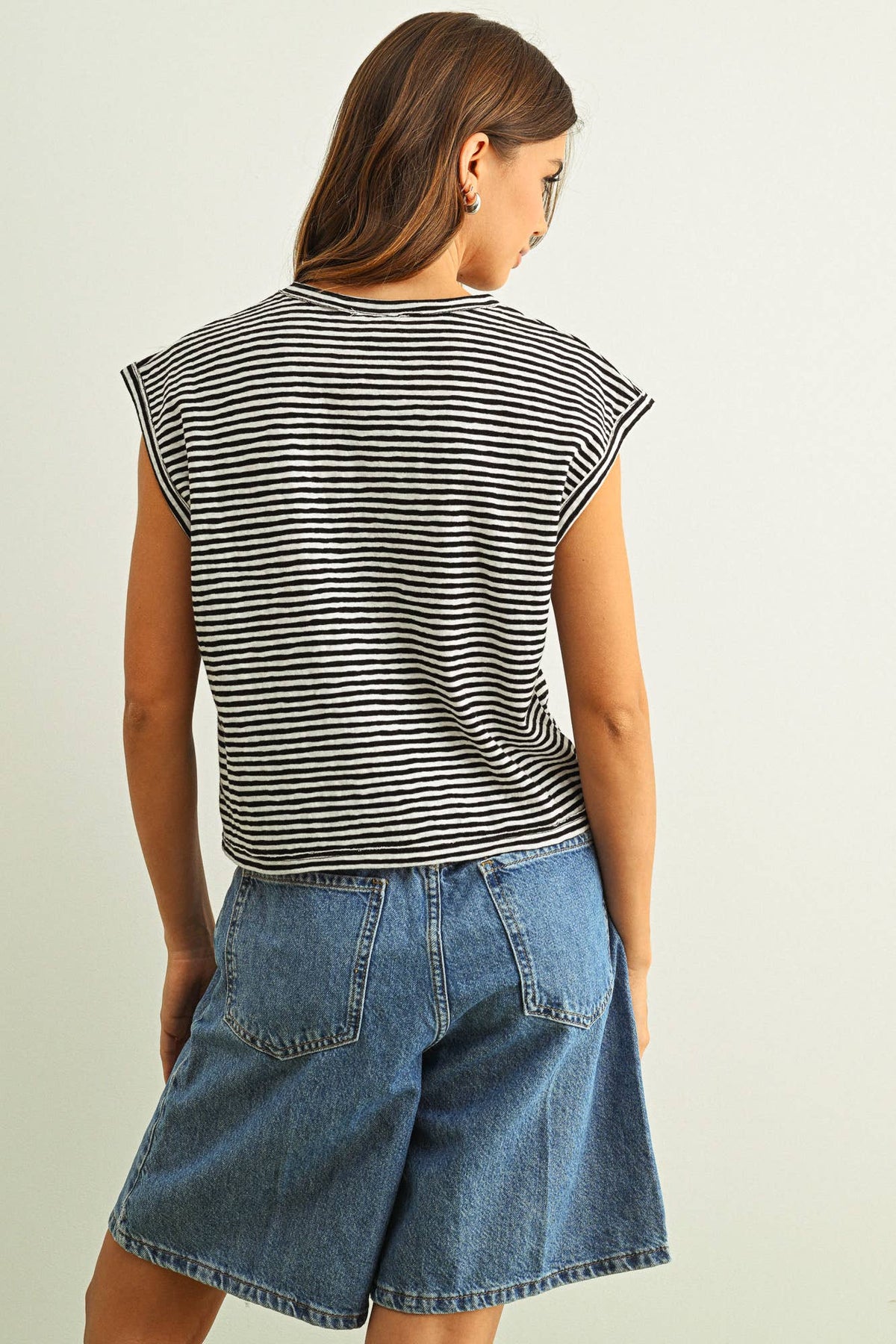 STRIPE PATTERN SLUB TOP