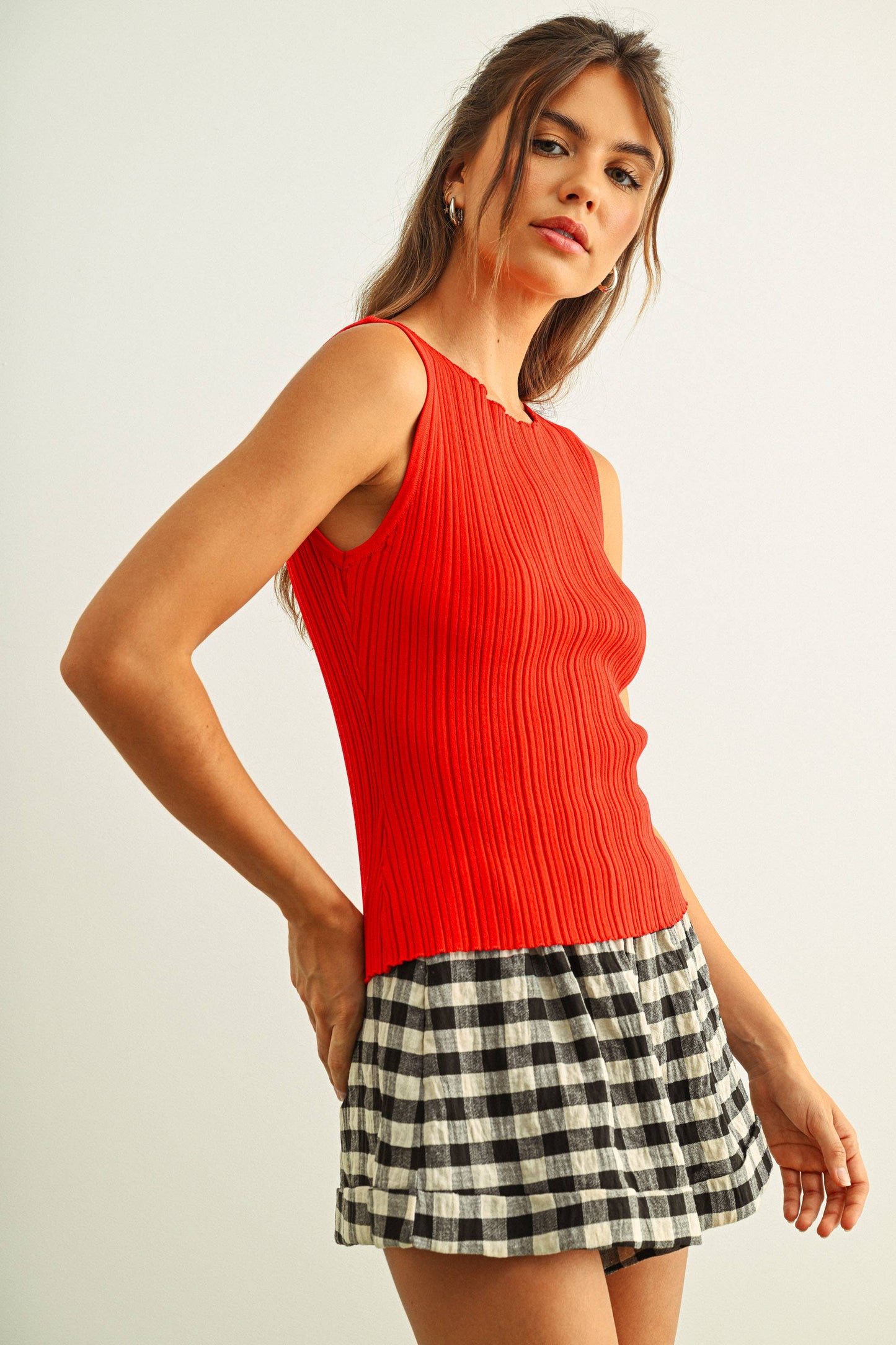 VISCOSE RIBBED KNITTED TOP