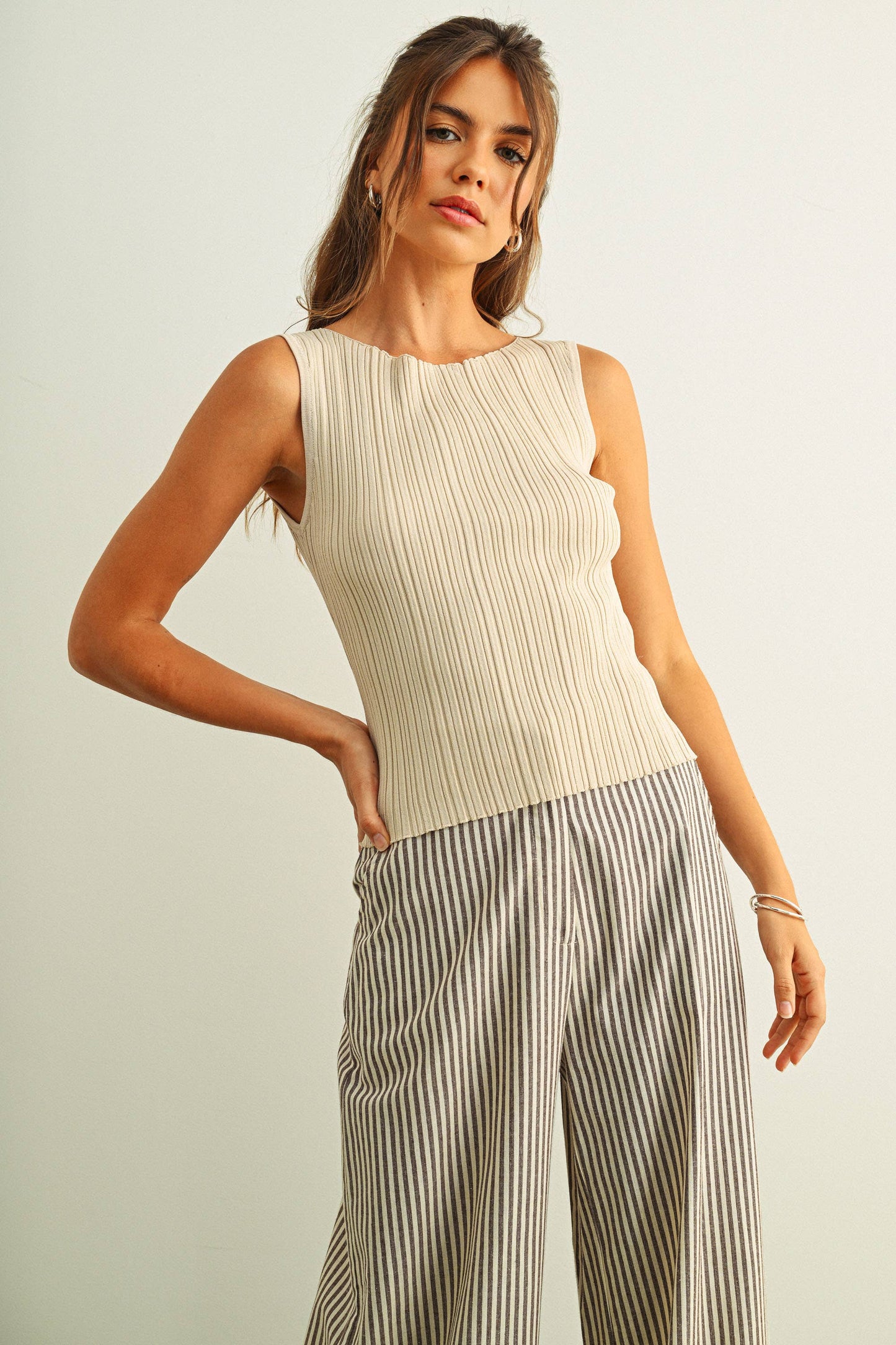 VISCOSE RIBBED KNITTED TOP