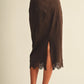 Scallop-Trim Microsuede Skirt