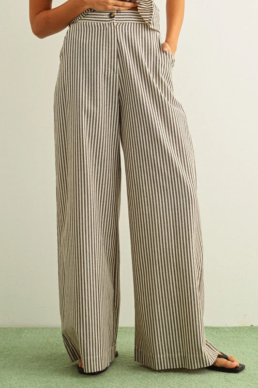 Striped Pattern Wide Leg Trouser