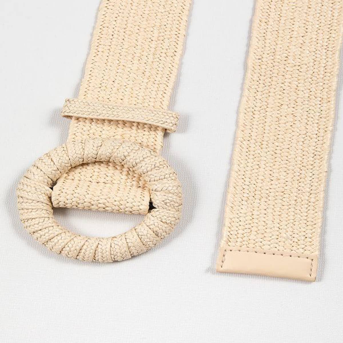 ELASTIC ROUND BUCKLE STRAW BELT