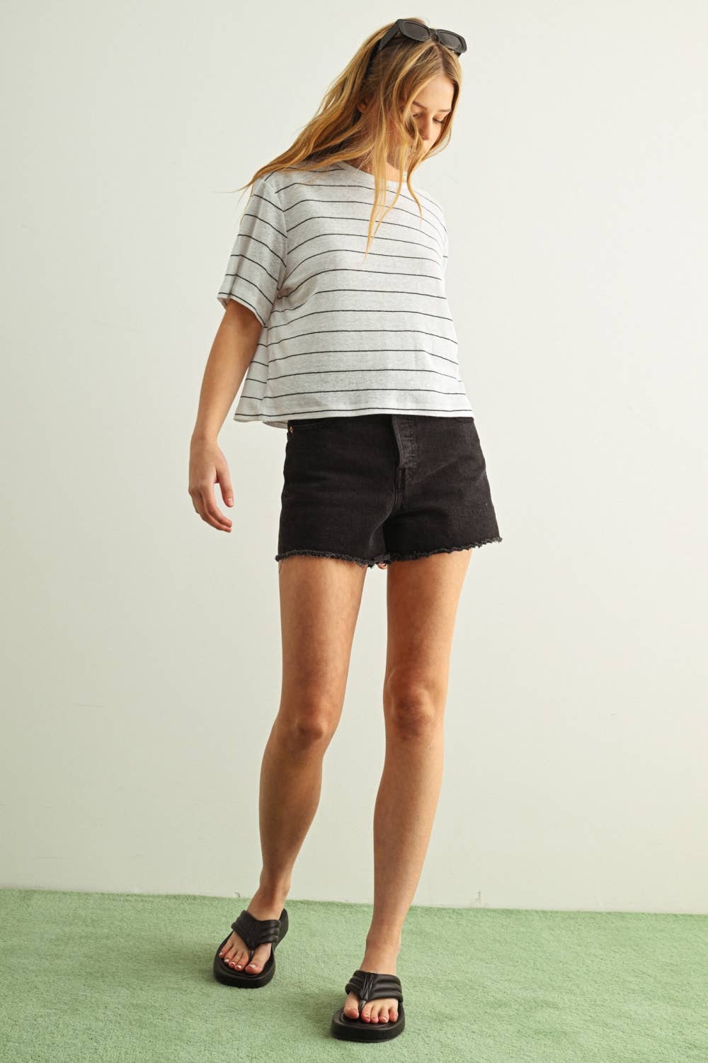 Stripe Cotton Linen Top