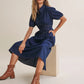 Contrast Stitch Denim Midi Dress
