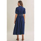 Contrast Stitch Denim Midi Dress