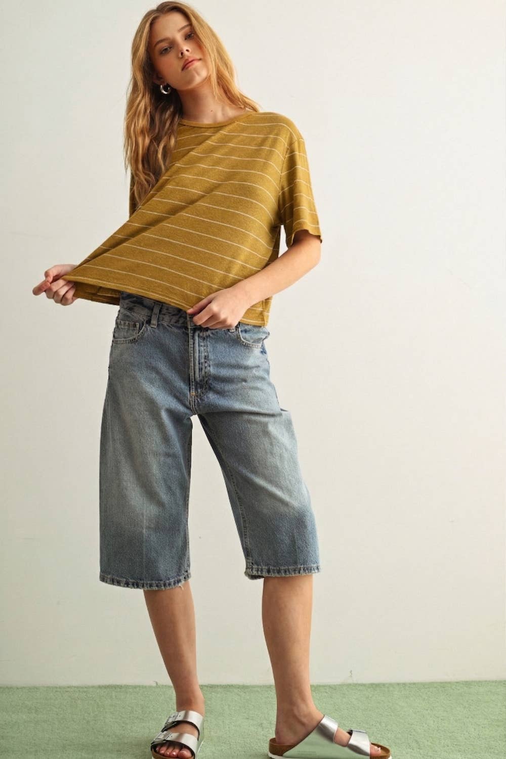 Stripe Cotton Linen Top
