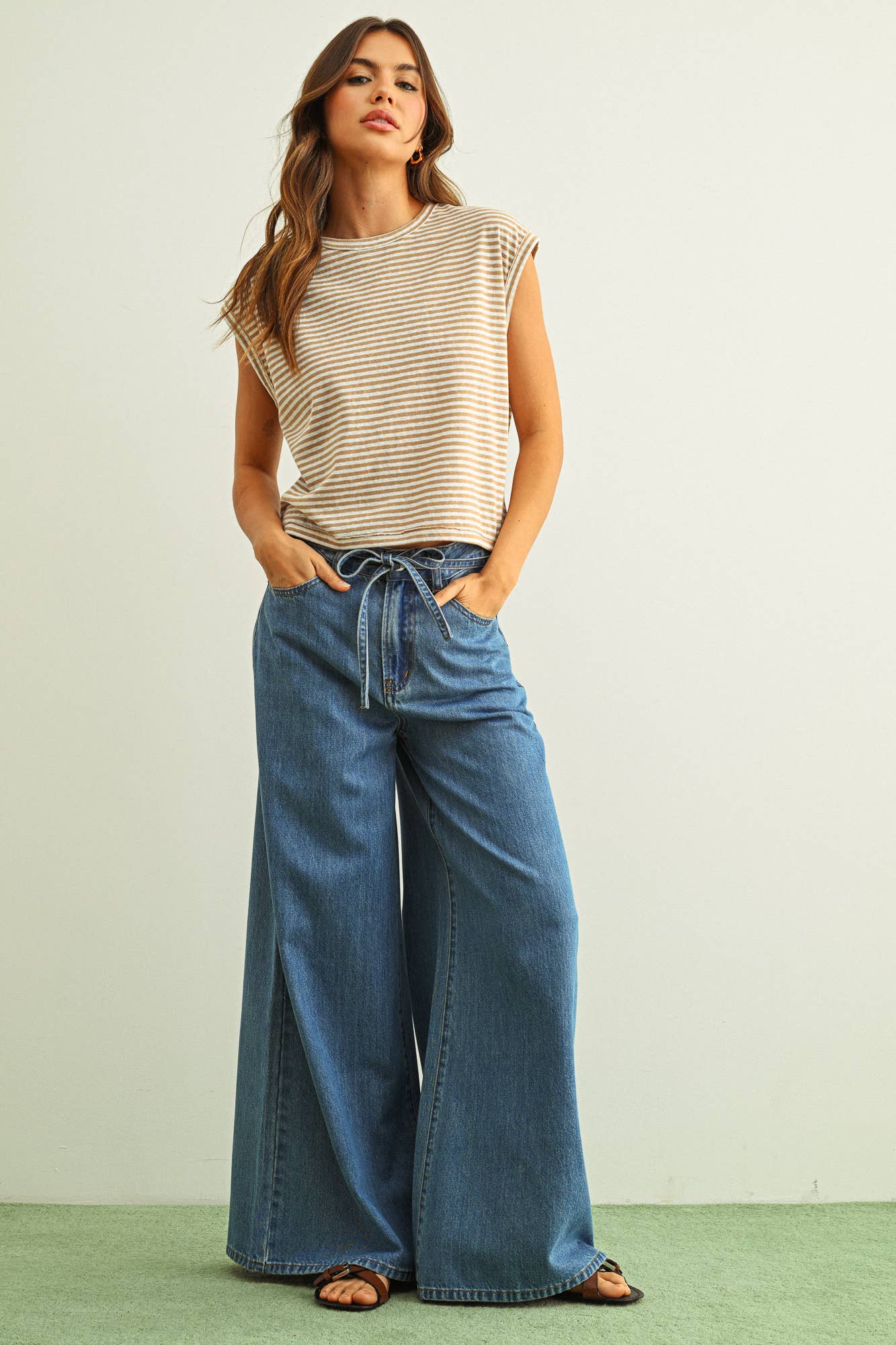 STRIPE PATTERN SLUB TOP