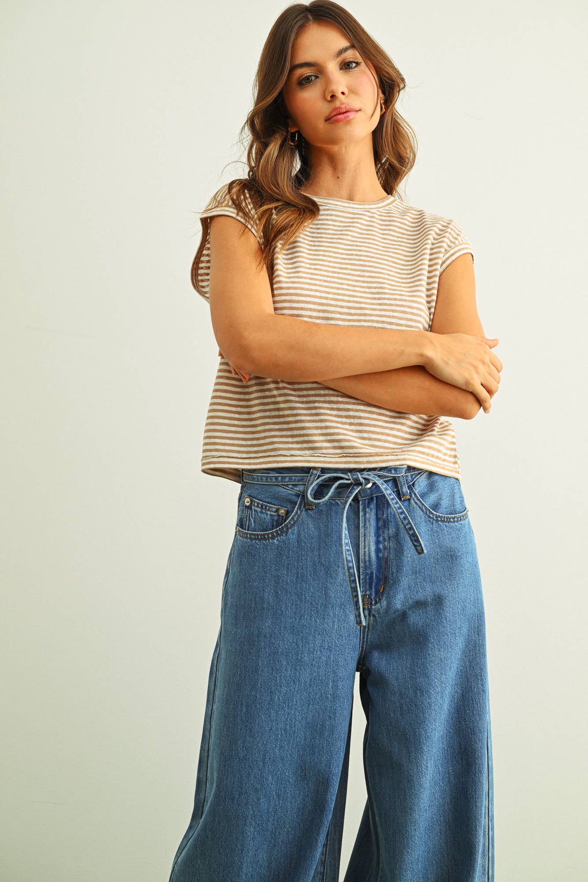 STRIPE PATTERN SLUB TOP