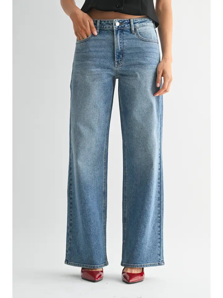 High Rise Full Length Straight Leg Jean