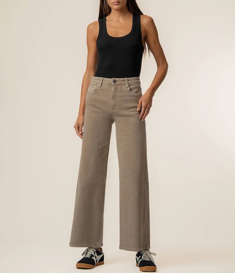 Meg High Rise Wide Leg in Milk Tea